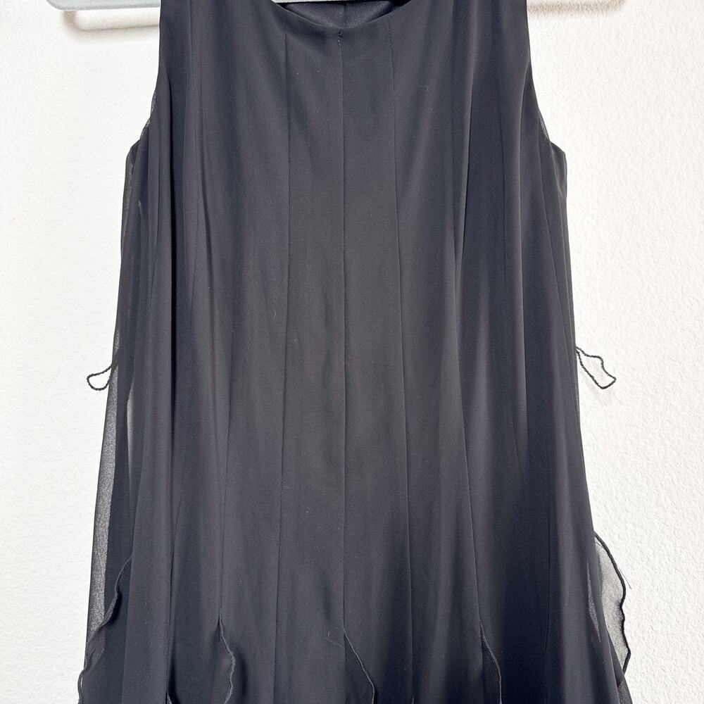 Vintage Evan Picone Ruffle Chiffon Black Fit & Flare Dress Size 4 - Picture 11 of 14
